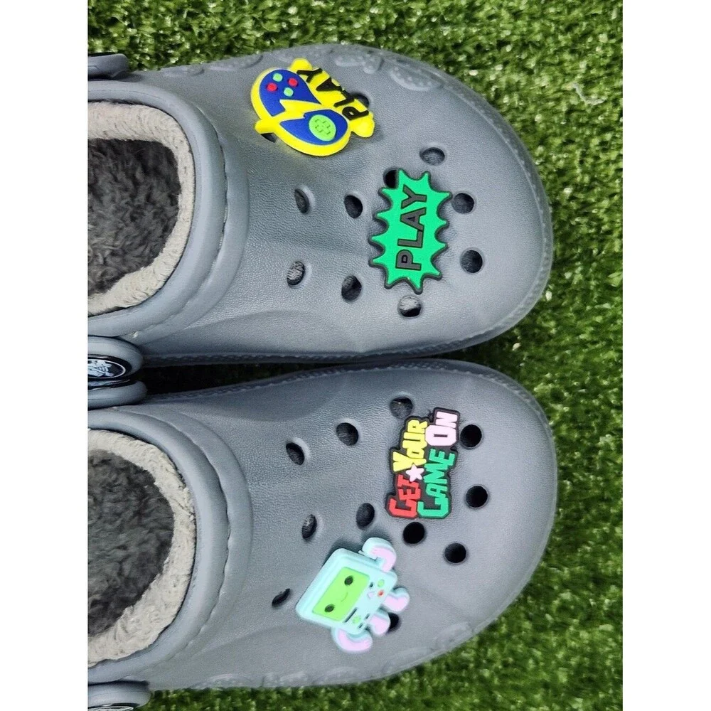 Crocs Little Kids Baya Gray Dual Comfort Clogs Slip-on Sandals Boys Size 10C